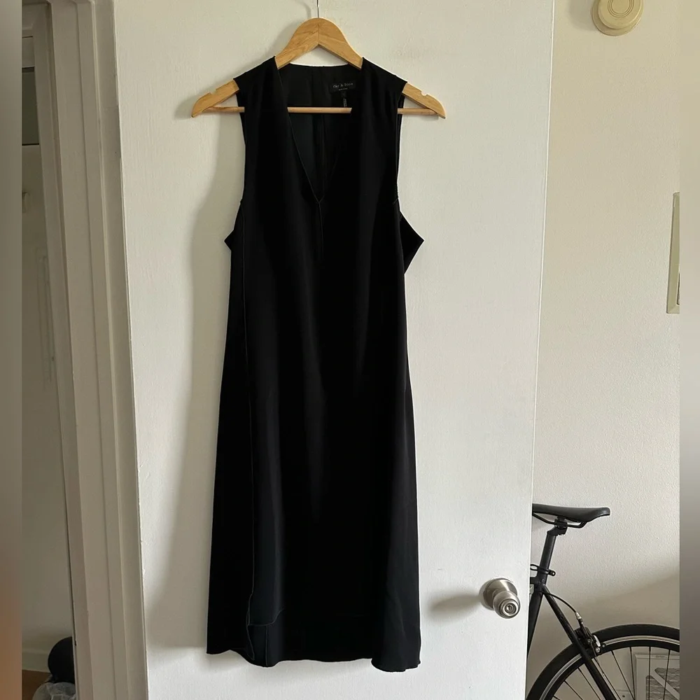 Rag & Bone Black Designer Silk Open Blend Fernanda Cocktail Dress size 8 EUC - Picture 3 of 8